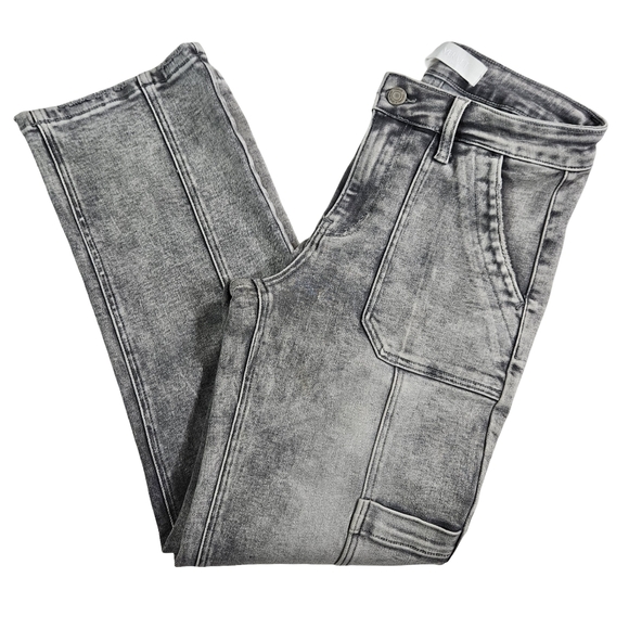Vervet Denim - Vervet Distressed Wash Cargo Pants, Distressed Grey, Size 26
